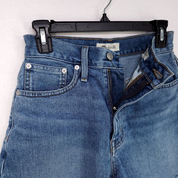 Madewell The Momjean Short Size 25 Women's Blue Denim Fringe High Rise - Picture 5 of 9